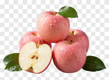 Fresh Pink Apples With Green Leaves PNG