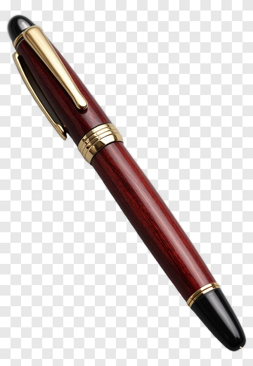 Red Wood Grain Pen With Gold Accents PNG