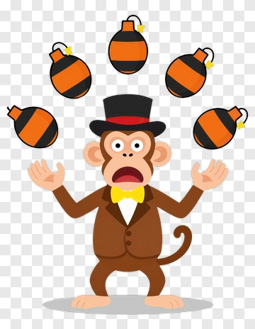 Monkey Juggler With Bombs PNG