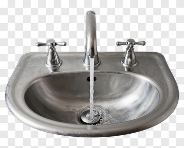 Metal Sink With Running Water PNG
