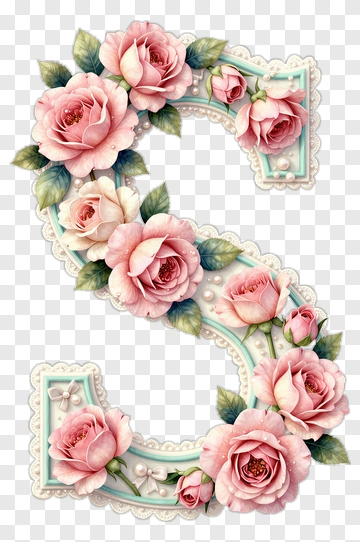 Decorative Letter S With Roses PNG