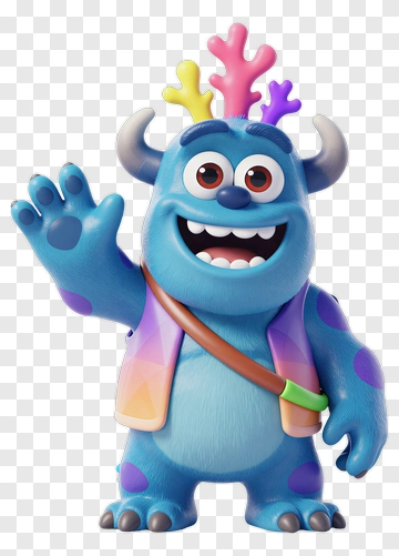 Blue Monster With Coral Horns PNG