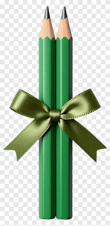 Green Pencils Tied With Bow PNG