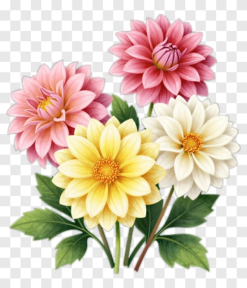 Dahlia Flower Bouquet PNG