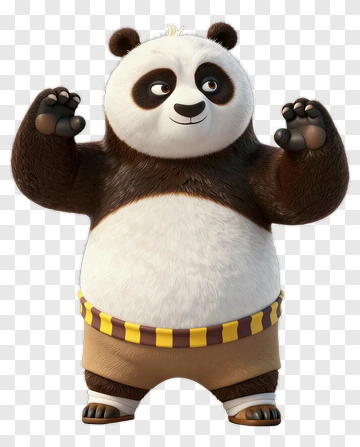 Panda Character With Raised Hands PNG