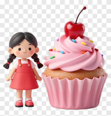 Girl With Cupcake PNG