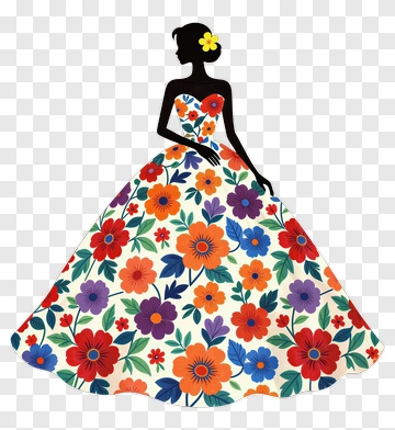 Woman In Floral Dress PNG