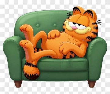 Garfield Lounging On A Green Couch PNG