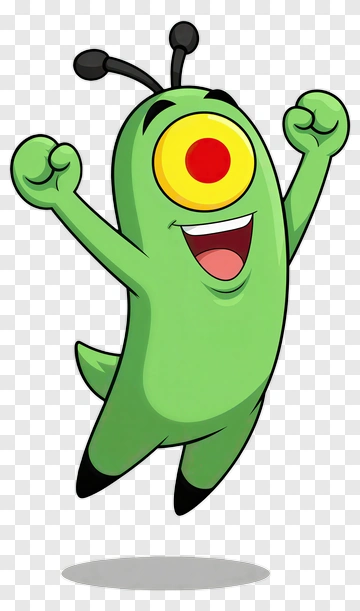 Happy One-Eyed Alien Character PNG