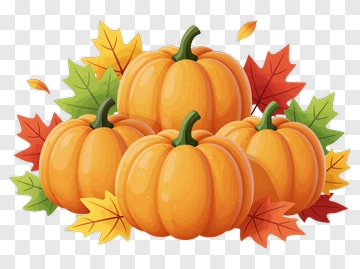 Orange Pumpkins With Autumn Leaves PNG