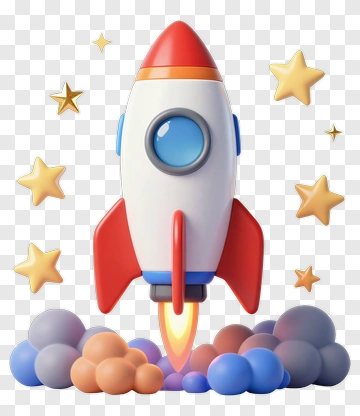 Red White Rocket With Stars And Clouds PNG