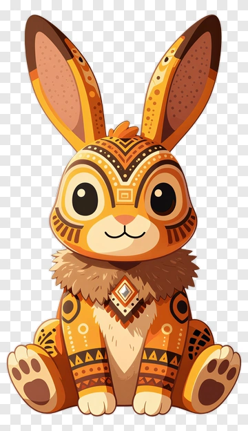 Cute Tribal Rabbit With Decorative Pattern PNG