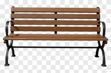 Wooden Bench With Metal Frame PNG