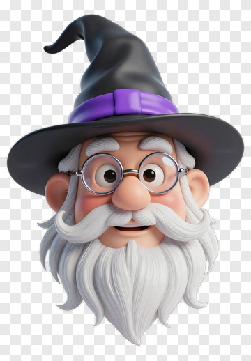 Cartoon Wizard With White Beard PNG