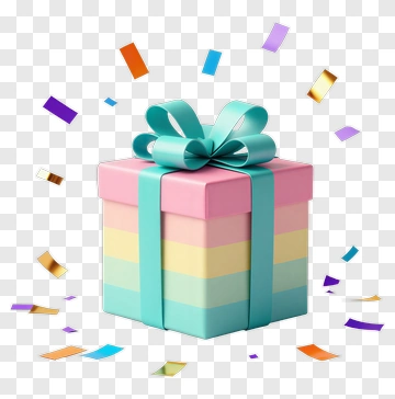 Colorful Gift Box With Confetti PNG