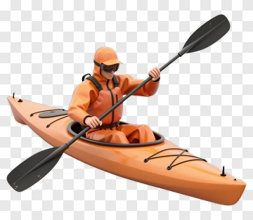 Kayaker In Orange Kayak PNG
