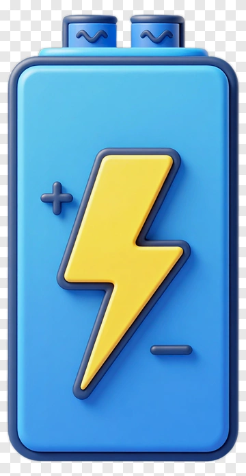 Blue Battery With Yellow Lightning Bolt PNG
