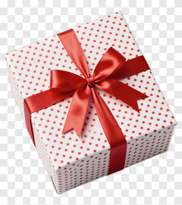 Red And White Polka Dot Gift Box With Ribbon PNG