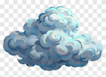 Cartoon Cloud In Blue And White PNG