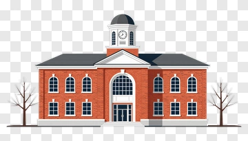 School Building With Clock Tower PNG