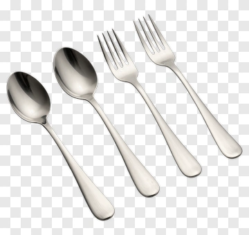 Silver Spoon And Fork Set PNG