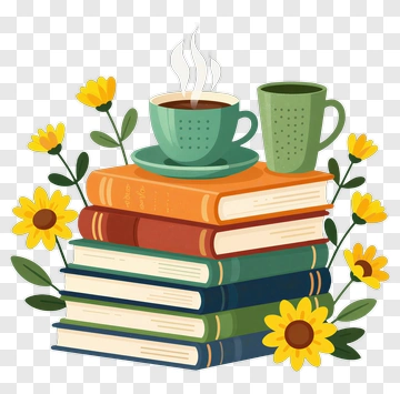 Stack Of Books With Coffee And Sunflowers PNG