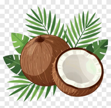 Coconut And Palm Leaves Illustration PNG