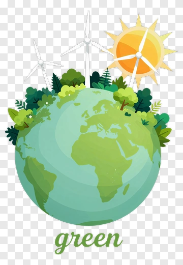 Earth With Wind Turbines And Sun PNG