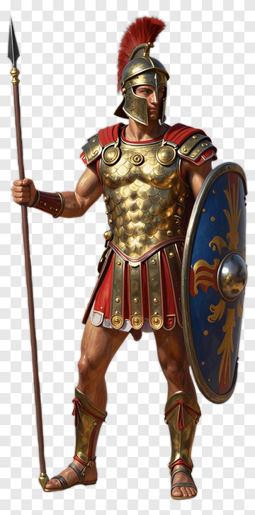 Roman Soldier With Spear And Shield PNG