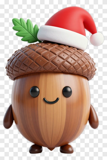 Happy Acorn In Santa Hat PNG