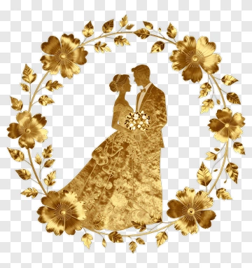 Gold Wedding Couple Silhouette PNG