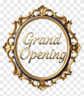 Grand Opening Sign With Ornate Frame PNG