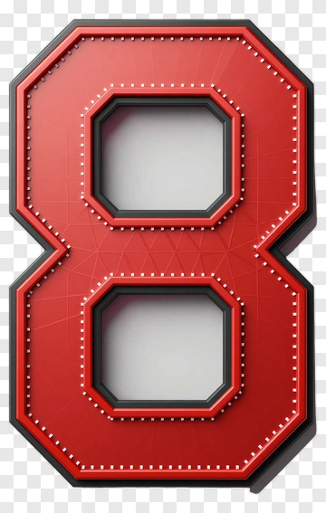 Red Number Eight With Black Outline PNG