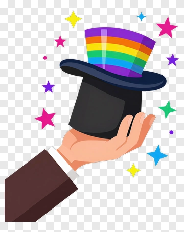 Hand Holding Rainbow Magic Hat PNG