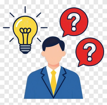 Man With Light Bulb And Question Marks PNG