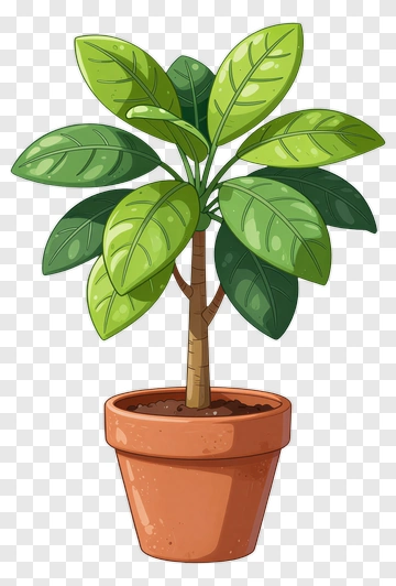 Potted Fig Tree With Green Leaves PNG