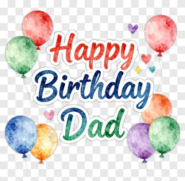 Happy Birthday Dad Balloons Card PNG