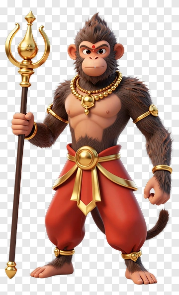 Monkey God With Golden Staff PNG