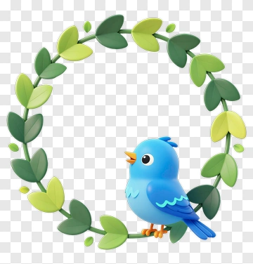 Blue Bird In Leaf Wreath PNG