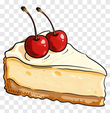 Slice Of Cheesecake With Cherry PNG