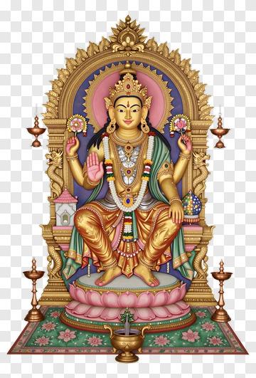 Divine Goddess Seated On Lotus Pedestal PNG
