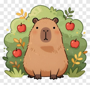 Cute Capybara With Apples PNG