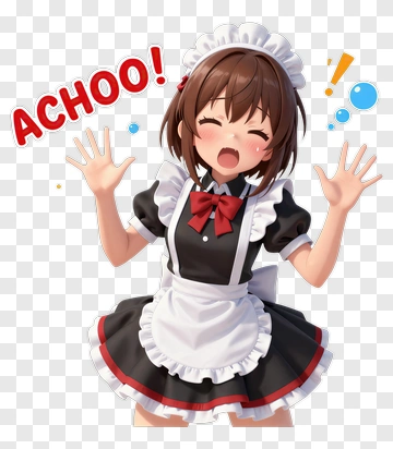 Anime Maid Sneezing PNG