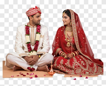 Indian Bride And Groom In Traditional Wedding Attire PNG