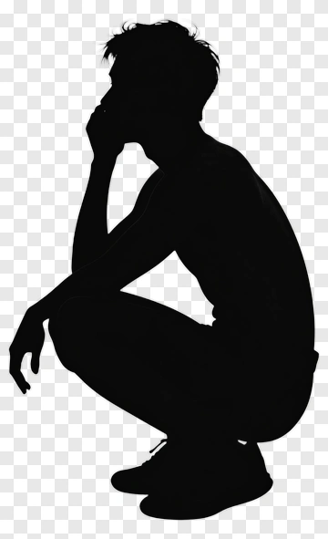 Silhouette Of A Person Crouching PNG