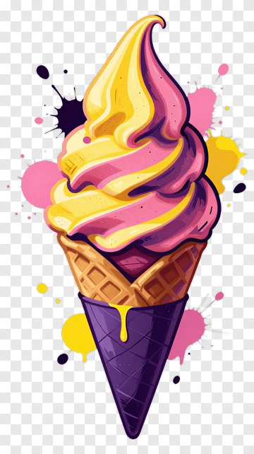 Colorful Swirled Ice Cream PNG