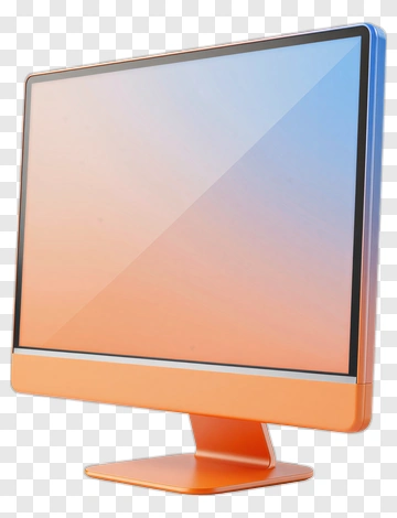 Orange Monitor With Blue Screen Gradient PNG