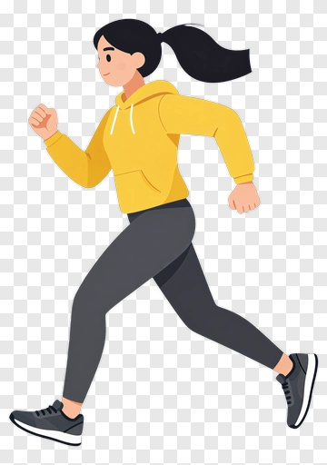 Woman Runner In Yellow Hoodie PNG