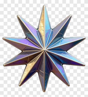 Iridescent Star With Metallic Finish PNG