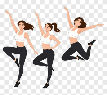 Three Women In Fitness Poses PNG